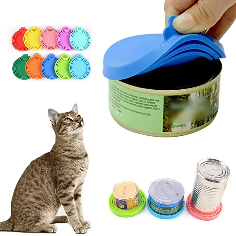 Couvercles réutilisables en silicone pour boîtes de nourriture pour animaux